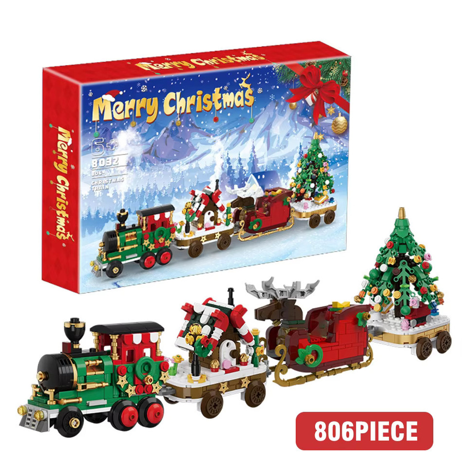 CONUSEA Mikrobausteine Weihnachts-Schlitten und Kutsche DIY Montage Set aus Kunststoff, Mehrfarbig - Bild 7