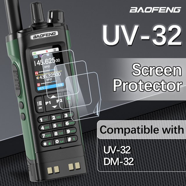 Baofeng Displayschutzfolie für UV-32 und DM-32 Walkie Talkies, transparent, kratzfest und fingerabdruckabweisend - Bild 1