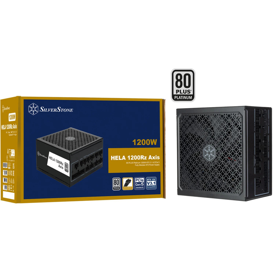 SilverStone HELA 1200Rz Axis PC-Netzteil, 1200W, 80 Plus Platinum, Schwarz - Bild 1