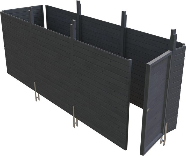 Skan Holz Abstellraum C5 Unterbau für Carport aus Nadelholz in Schiefergrau, B: 573 cm, H: 164 cm - Bild 1