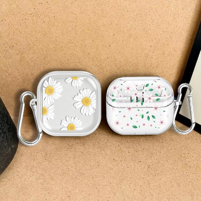 Samsung Kopfhörerhülle mit Blumenmuster für Galaxy Buds 4 Pro, 3 Pro, 3 FE und Live, transparent - Bild 1