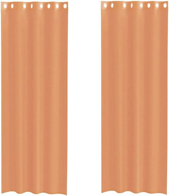 vidaXL Voile Vorhänge mit Ösen, 2 Stück, Terrakotta, B: 140 cm, H: 260 cm - Bild 1