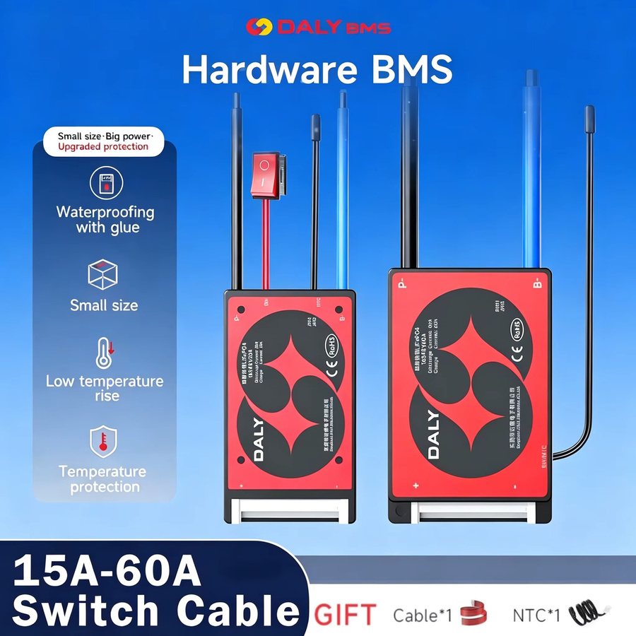 Daly Hardware BMS Batteriemanagementsystem mit NTC und Schlüsselschalter für Li-Ion und LiFePO4 Akkus von E-Bikes und E-Scootern - Bild 2