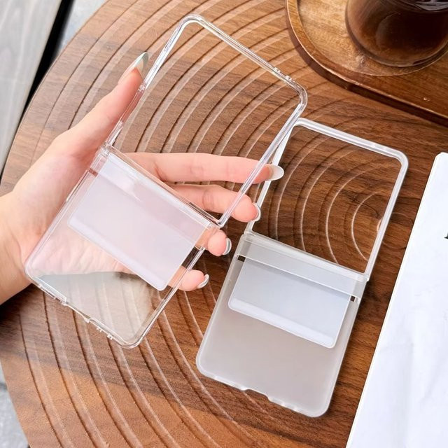 Samsung Handyhülle mit Gummiband-Scharnier für Samsung Z Flip 7, 6, 5, 4, 3 in Transparent, matte und schlanke Abdeckung - Bild 1
