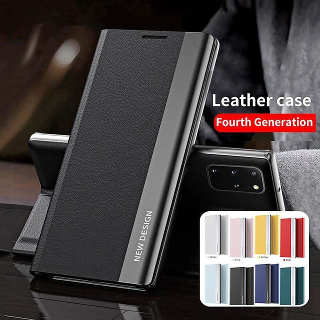 Leder Flip Phone Case für Samsung Galaxy S24 S23 S22 S21 S20 FE Ultra Magnetische Buchhülle mit Standfunktion in Blau - Bild 1