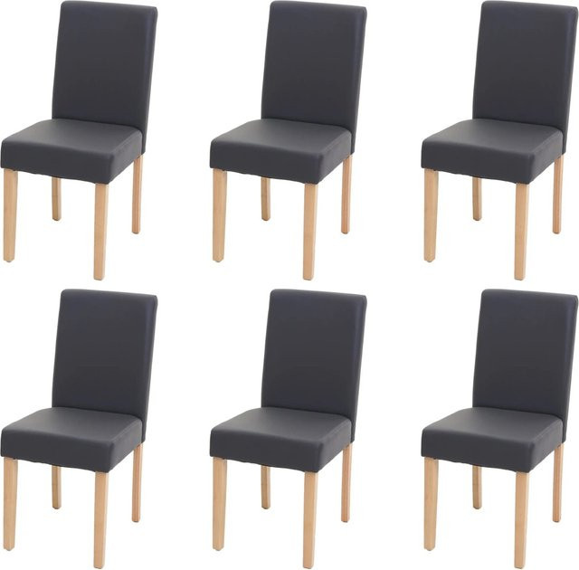 6er-Set MCW Esszimmerstühle Littau aus Kunstleder in Grau Matt mit hellen Holzbeinen - Bild 2