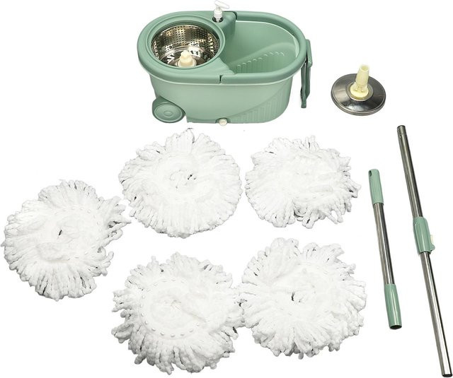 Aimo Bodenreinigungs-Mopp-Kit mit Doppelantrieb und Schleudereimer in Grün - Bild 1