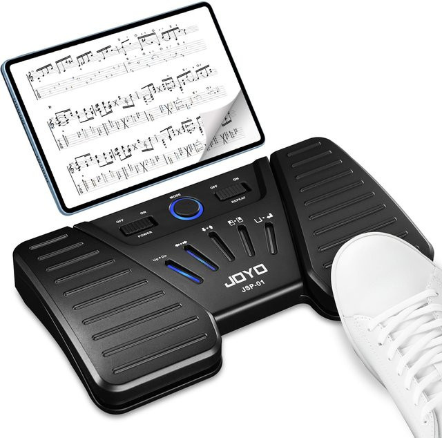 JOYO Bluetooth Page Turner Kabelloses Fußpedal in Schwarz mit 60 Stunden Akkulaufzeit und 5 Musiker-Modi - Bild 1