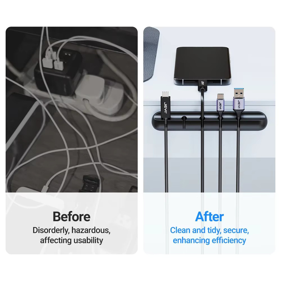 Silikon Kabelhalter MouseHeadphone Kabel Organizer für USB-C Kabel in Schwarz und Weiß - Bild 4