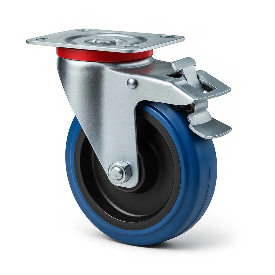 Wiltec Lenkrolle mit Bremse in Blau, Durchmesser: 80 mm, Tragkraft: 100 kg - Bild 2