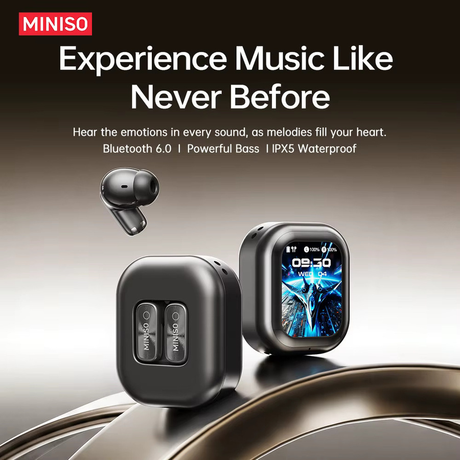 MINISO MS125 Kabellose Bluetooth In-Ear Kopfhörer mit HD-LCD-Display in Schwarz - Bild 5
