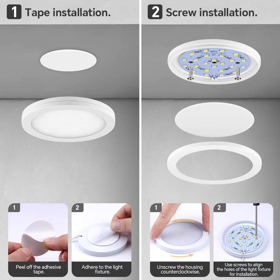 Lcamaw Runde LED-Nachtleuchte in Weiß mit Tastenschalter und USB-Betrieb - Bild 3
