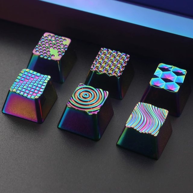 Keystone Geometric Creation Series Art Peripheral Mechanische Tastenkappe aus Zink-Aluminium-Metall in Bunt und Versilbert - Bild 1