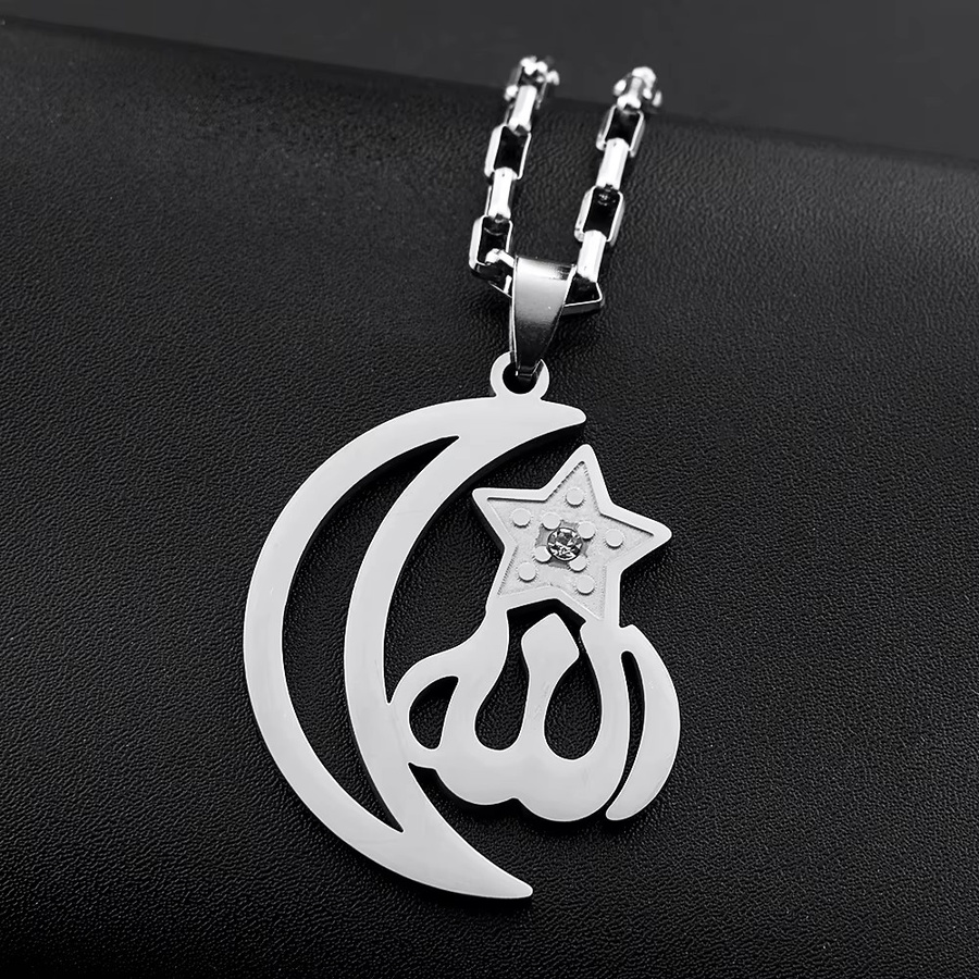 AFAWA Halskette Edelstahl, Gold, Halbmond-Stern-Symbol, Unisex - Bild 1