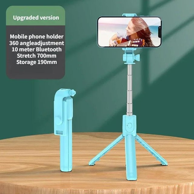 Drahtloser Selfie-Stick-Stativständer mit Bluetooth-Fernbedienung für iPhone und Smartphone in Grün - Bild 1