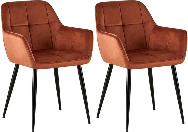2er Set Esszimmerstühle DELUKE POFAR aus Samt in Braun, B/T/H: 56,5 x 61 x 84 cm - Bild 1
