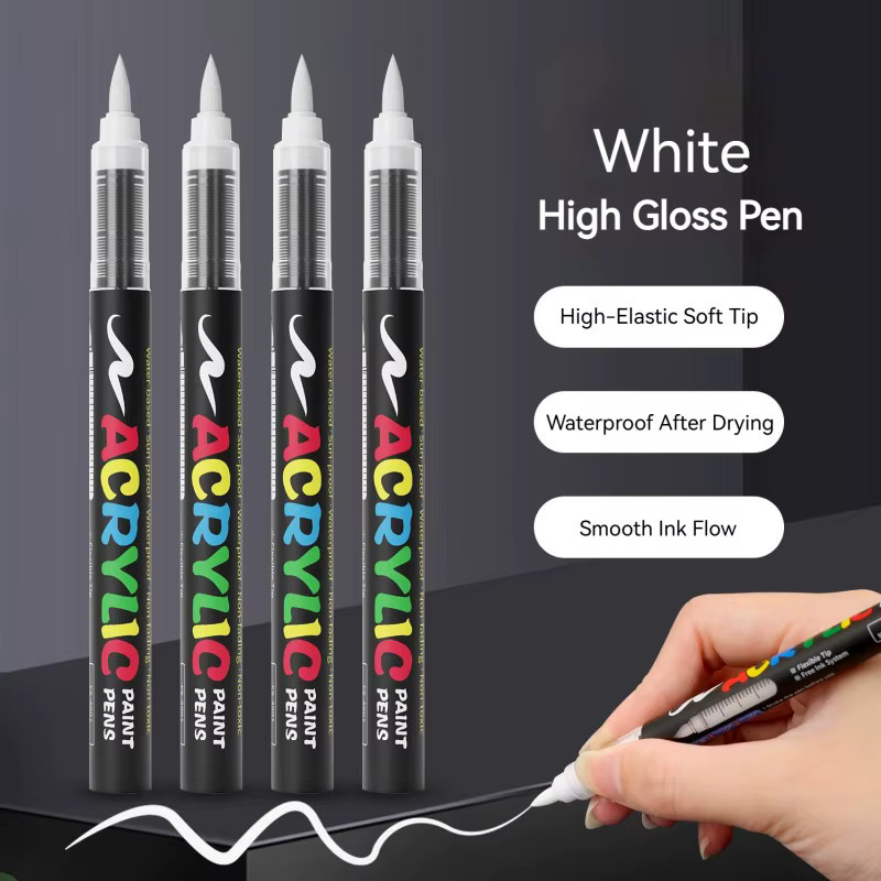 BUNKI Acrylmarker-Set mit 8 Brush-Pens in Schwarz und Weiß für Illustrationen und Bastelarbeiten auf Glas, Holz und Textil - Bild 2