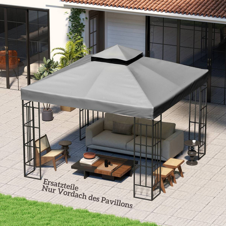 Outsunny Ersatzdach für Pavillon aus Oxford-Stoff, wasserdicht, Dunkelgrau, B/H/L: 300 x 1 x 300 cm - Bild 5
