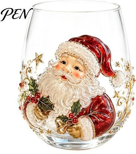 Chanyuejinming Weinglas-Set aus Glas mit weihnachtlichem Weihnachtsmann-Muster in Beige und Transparent - Bild 1