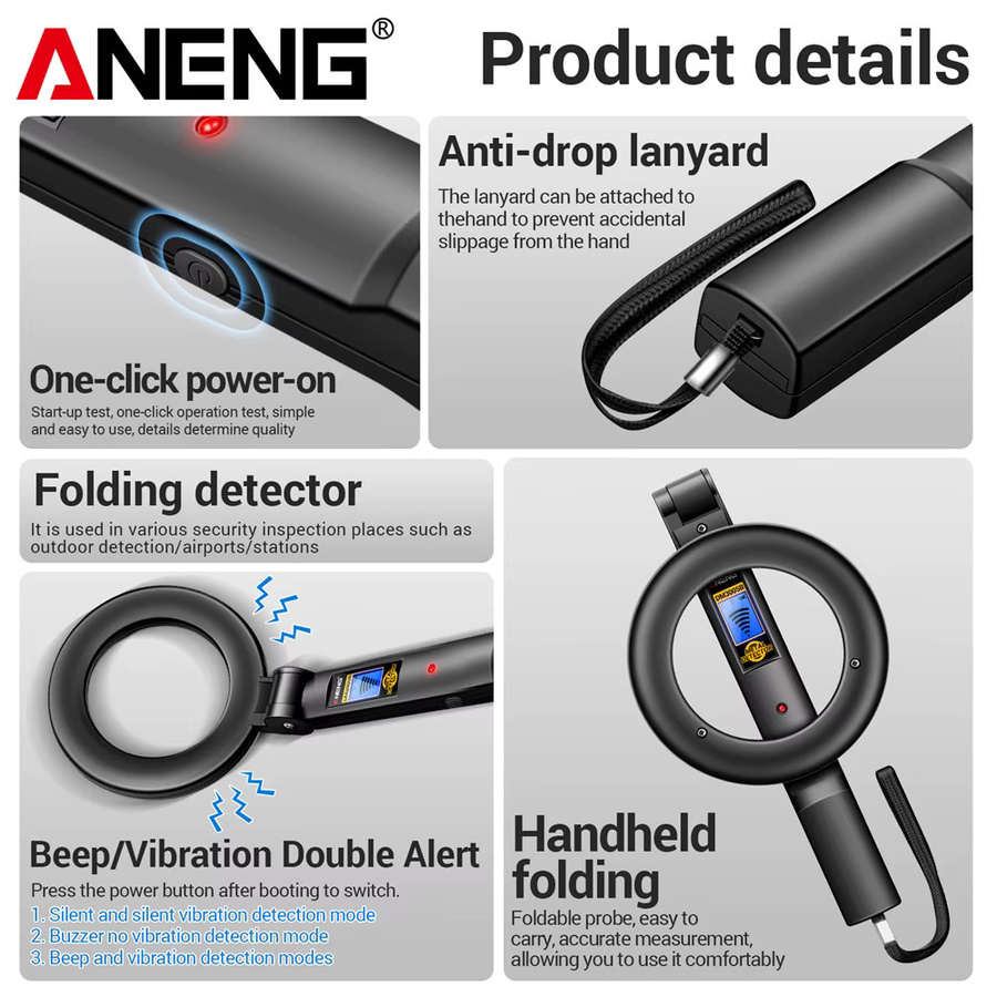 ANENG DM3005B Handheld Metall Detektor mit LED-Bildschirm und Vibrationsalarm in Blau - Bild 5