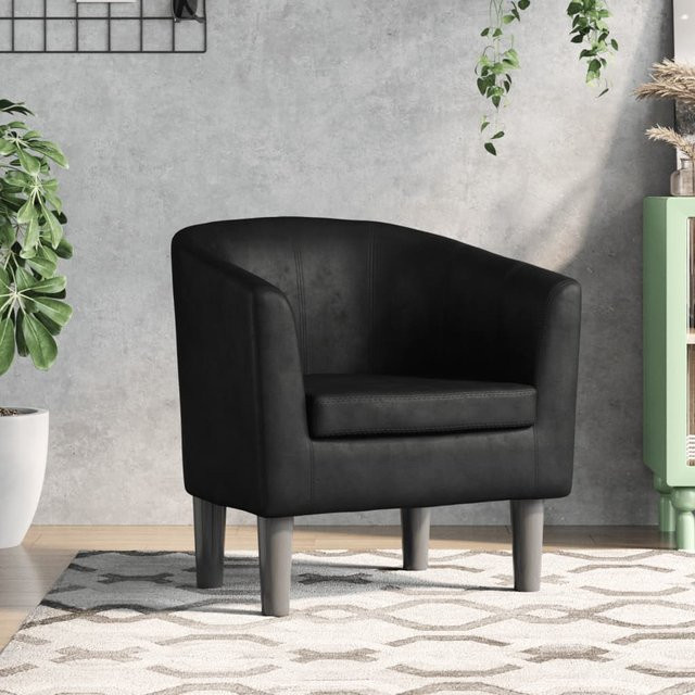 vidaXL Clubsessel Schwarz mit Kunstleder und Kiefernholz-Gestell - Bild 2