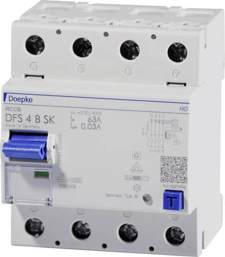 Doepke FI-Schutzschalter DFS 4 063-4/0,03-B SK HD, 4-polig, 63A, allstromsensitiv, weiß - Bild 1