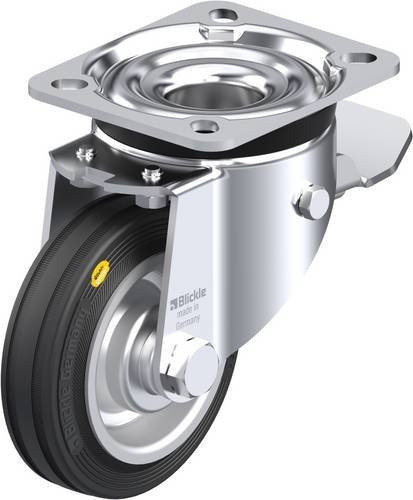Blickle Lenkrolle LK-RD 100R-1-ST mit Feststeller, verzinkter Stahl, Rad-Durchmesser: 100 mm, Tragfähigkeit: 100 kg - Bild 1