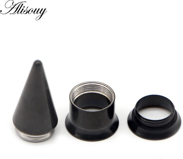 Alisouy Ohrstöpsel-Tunnelmessgerät-Set, Edelstahl, schwarz, 9mm, Damen - Bild 1