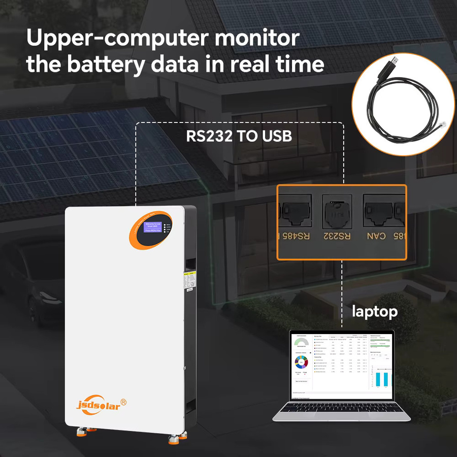Jsdsolar Solar-LiFePO4-Akku Powerwall Klasse A mit integriertem BMS, 51,2 V, 200 Ah, 10 kWh zur Energiespeicherung für dein Zuhause - Bild 5