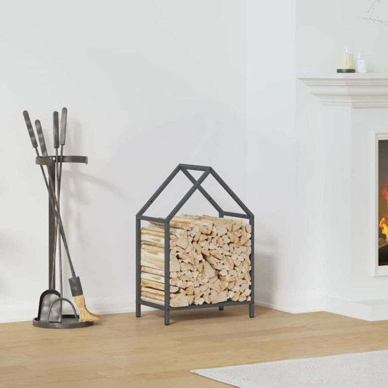 Brennholzregal aus kaltgewalztem Stahl von Vidaxl in Anthrazit, B/T/H: 40 x 25 x 60 cm - Bild 1