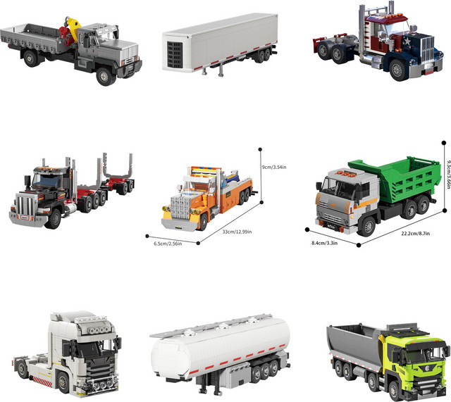 JAKI LKW-Transporter-Straßenanhänger-Modellbaugruppe, DIY Kinderspielzeugauto-Bausteine, Kunststoff, Bunt / Mehrfarbig - Bild 1