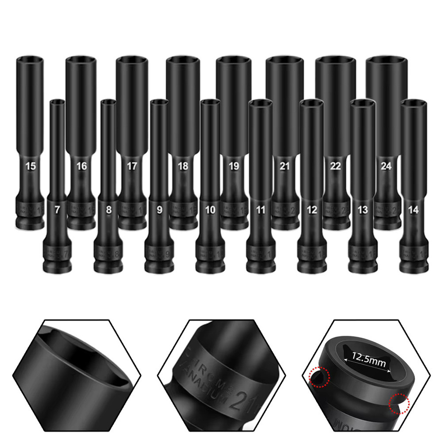 DAZZLEEX 1/2 Zoll Schlagschrauber Hex Buchse Adapter Set in Schwarz - Bild 4