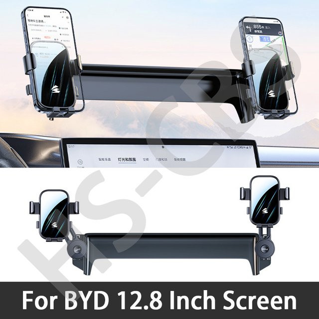 BYD Auto-Bildschirmhalterung mit Doppelkugelkopf für 12,8 Zoll Bildschirm Song S5 Tang Atto 2, Schwarz - Bild 1