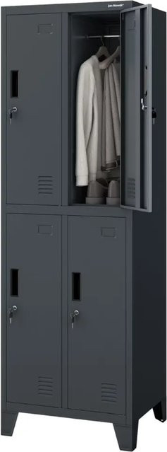 JAN NOWAK Umkleideschrank BARTEK Spind mit 4 Abteilen, Anthrazit, H x B x T: 172 x 55,9 x 45 cm - Bild 1