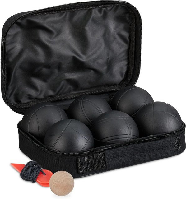 Relaxdays Boule Kugeln Set Stahl Schwarz 6-teiliges Set - Bild 1