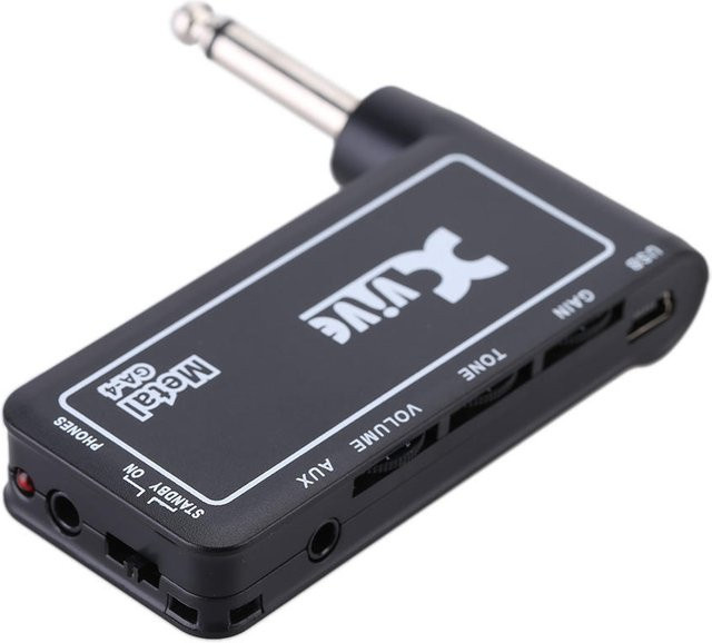 Xvive GA4 Mini E-Gitarrenstecker Kopfhörerverstärker Metall tragbar wiederaufladbar Schwarz - Bild 1