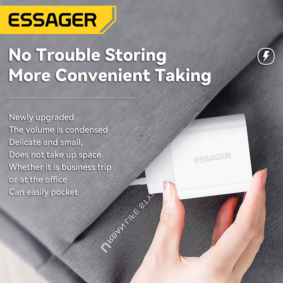 Essager 20 W Schnellladegerät Set mit USB-C und Lightning für iPhone und iPad, Weiß - Bild 2