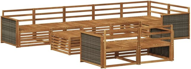 vidaXL Outdoor-Sofagarnitur aus Akazienholz in Braun, 9-teiliges Set mit Armlehnen und modernem Design - Bild 1