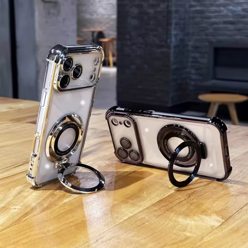 Stoßfeste Glitzer-Magnet-Schutzhülle mit Ständer für Xiaomi 17T, 17 Pro Max und 17 Ultra in Schwarz - Bild 2