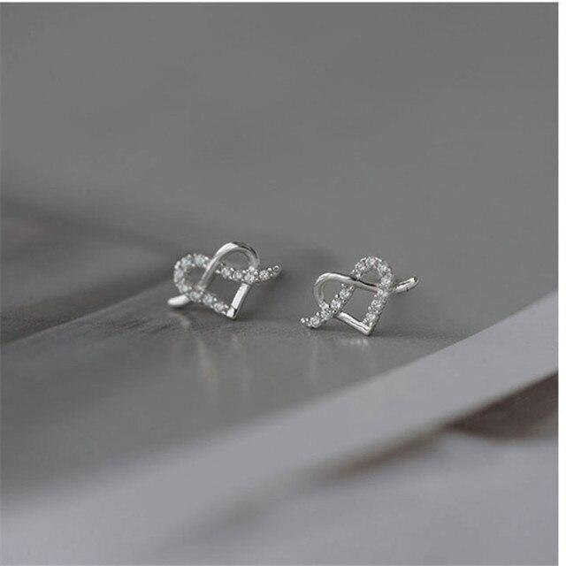 Ohrstecker 925 Silber, Zirkonia, Kreuz Herz, Damen - Bild 1