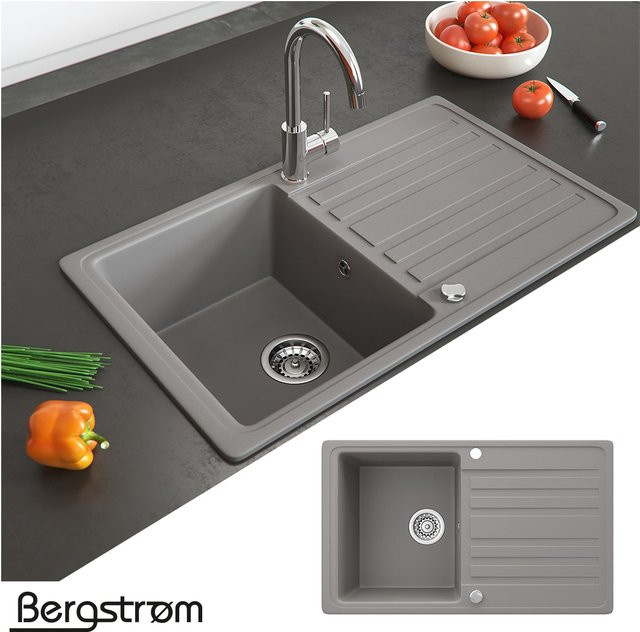 Bergström Küchenspüle aus Granit-Verbundwerkstoff als Einbauspüle in Grau, B/T: 76,5 x 46,0 cm - Bild 1