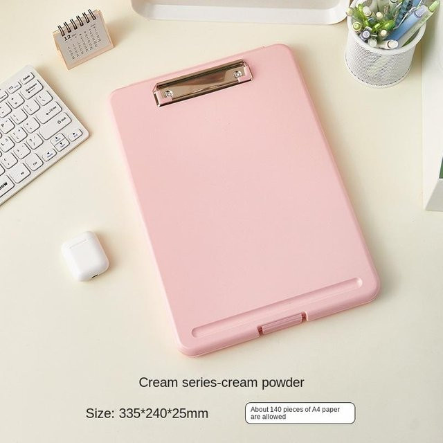 Yiran Furniture A4 Zwischenablage Klemmbrett aus Kunststoff in Transparent Pink für Schule und Büro - Bild 1