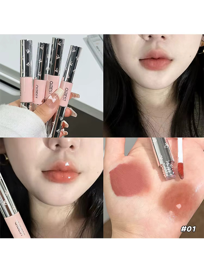 QIBEST Doppelkopf-Lipgloss, rot, matt, flüssig, Unisex - Bild 4