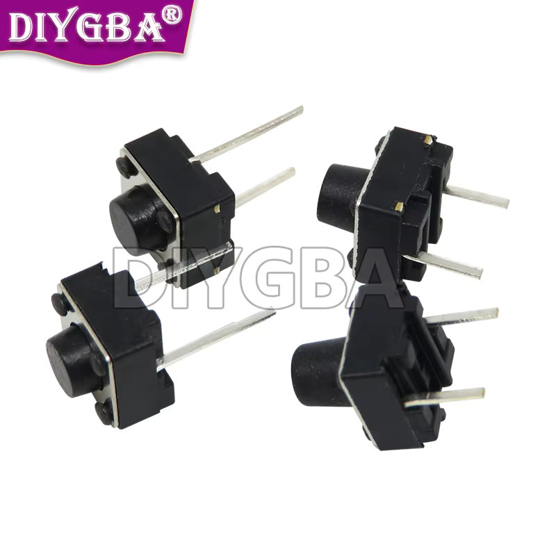 100er Set DIYGBA Taktile Druckknopf Schalter 2-polig in Schwarz, Mikroschalter Netzschalter B/T/H: 6 x 6 x 4,3 mm - Bild 2