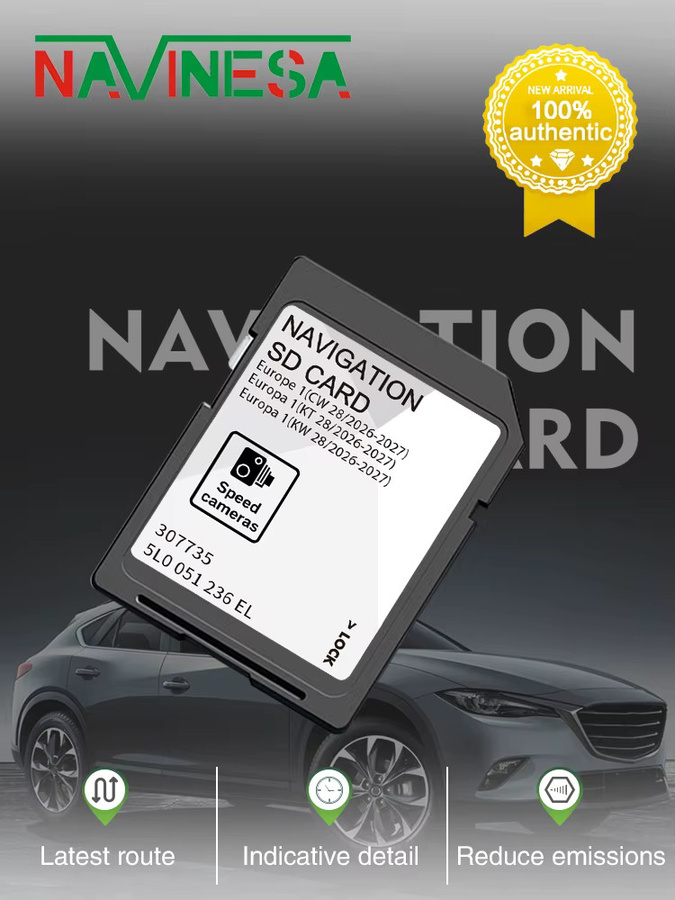 NAVINESA SD-Karte mit 32GB Speicher für GPS Navigation MIB2 Media Discover, UK Europa-Karte für Skoda Octavia Superb Fabia Rapid und Audi A1, Schwarz - Bild 5