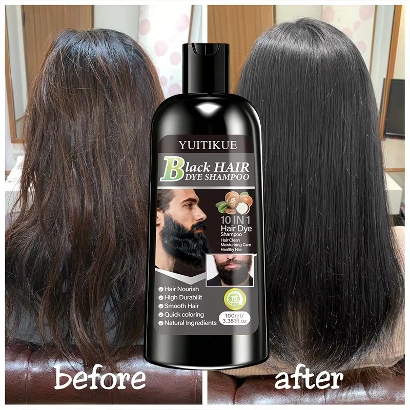 YUITIKUE Haarfärbeshampoo Schwarz, 100 ml, Unisex - Bild 5