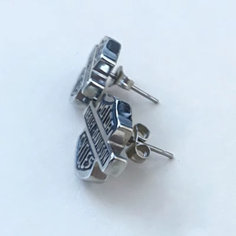 Harley Davidson Ohrringe, Titanstahl, Silber, Damen, Vintage - Bild 1