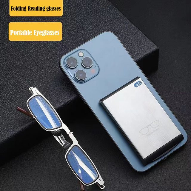 ISENGHUO Lesebrille, Metall, rechteckig, silber, Männer, Vollrand, Anti-Blau-Licht - Bild 1