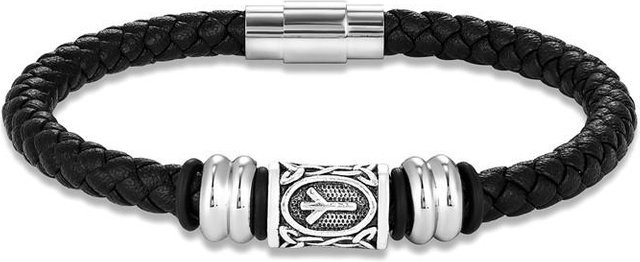 YULIN Armband, Lederarmband, Edelstahl, Schwarz, Unisex, 23cm - Bild 1