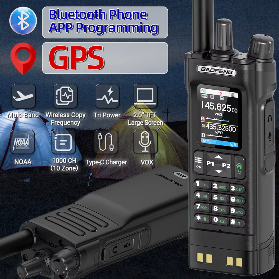 Baofeng UV-32 GPS Walkie Talkie in Schwarz mit Bluetooth-Programmierung und Multiband-Funkfunktion - Bild 3